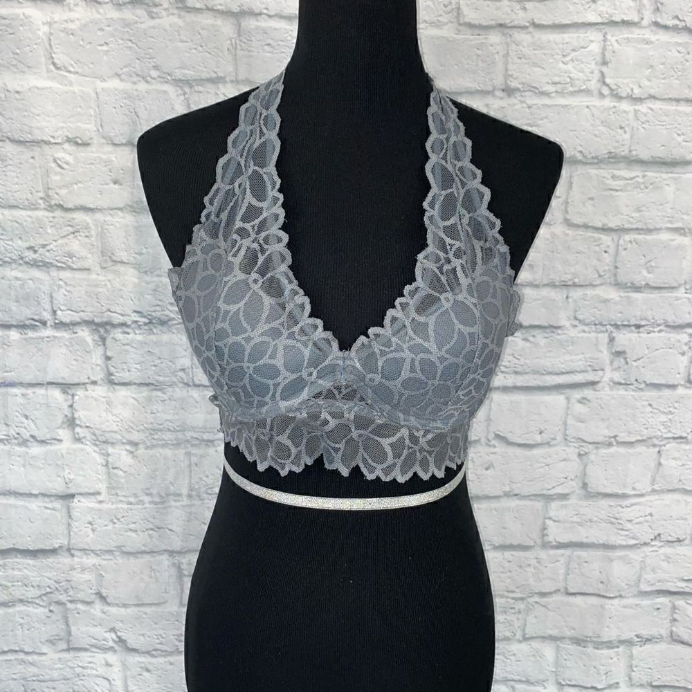 Pink by victorias secret halter top lace bralette w/hook back sz small women